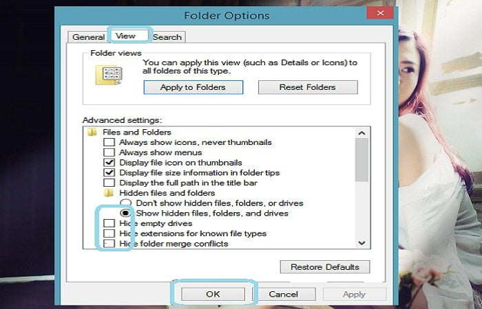 Cách xem tất cả các tập tin ẩn trên hệ điều hành Windows 9