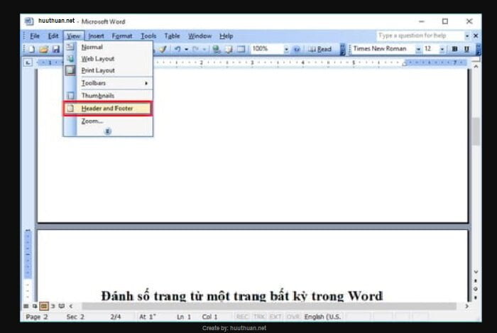 Mẹo Đánh Số Trang Từ Một Trang Bất Kỳ Trong Word 2019, 2016, 2013, 2010,  2007, 2003