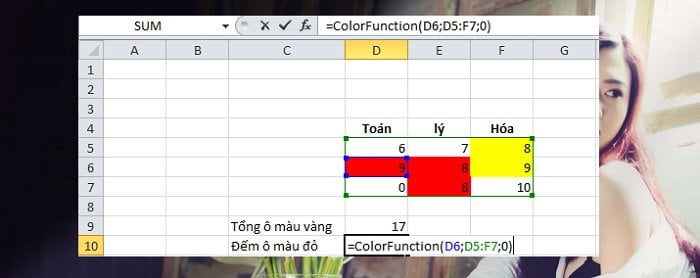 tinh tong o mau excel 4
