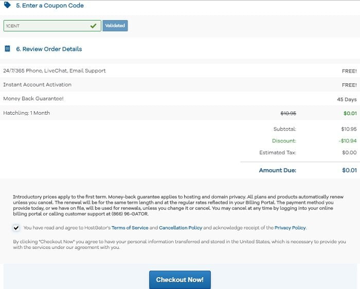 hostgator com hossting 0 01USD 4.