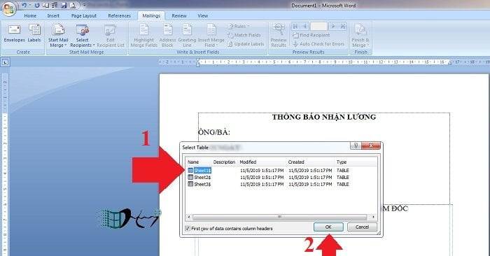 Mail Merge tron thu word 2