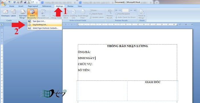 In hàng loạt trong Word với Mail Merge