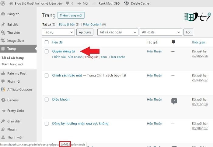 Tìm ID bài viết hoặc trang trong WordPress?