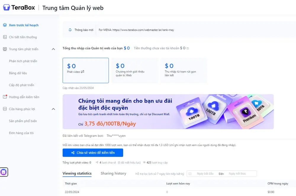 Lưu trữ miễn phí lên đến 1TB và kiếm tiền video VỚI TERABOX 14 dang ky terabox nhan 1tb 13
