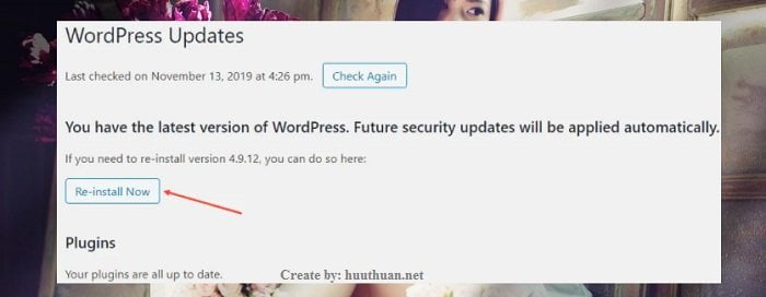 Cách hạ cấp phiên bản Wordpress an toàn nhất 4 ha cap wordpress 2