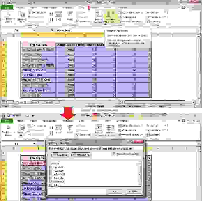 6 mẹo lọc dữ liệu trùng Excel chuẩn xác nhất 6 6 mẹo lọc dữ liệu trùng Excel chuẩn xác nhất 4