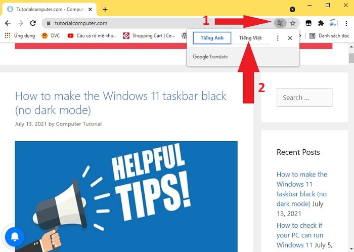 dich trang web sang tieng viet google chrome