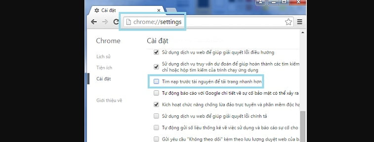 Cách giảm mức sử dụng CPU cho Google Chrome 4 xoa cache trinh duyet 2
