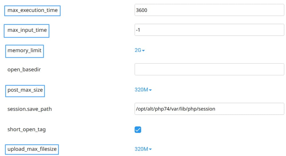 thay doi thong so php cpanel 1
