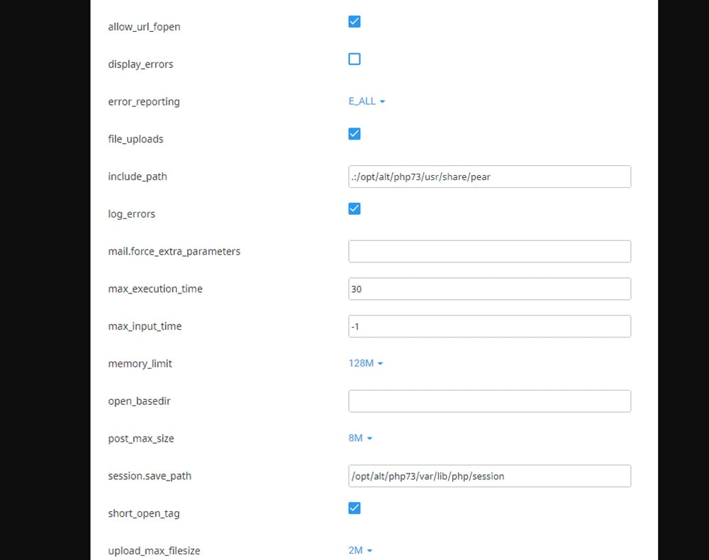 thay doi thong so php cpanel 4