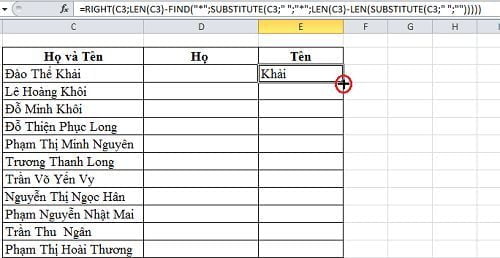 tách họ tên trong Excel dễ dàng và đơn giản nhất