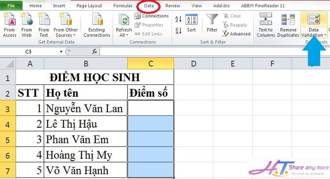 tao canh bao nhap du lieu so 1