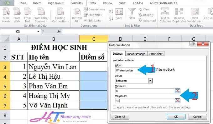 tao canh bao nhap du lieu so 2