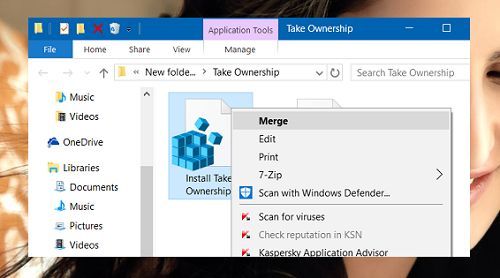 thêm Take Ownership vào menu chuột phải Windows 10