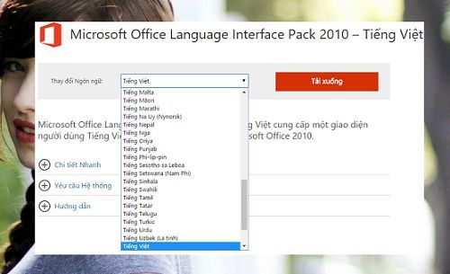 cài đặt bộ ngôn ngữ tiếng việt cho Microsoft Office