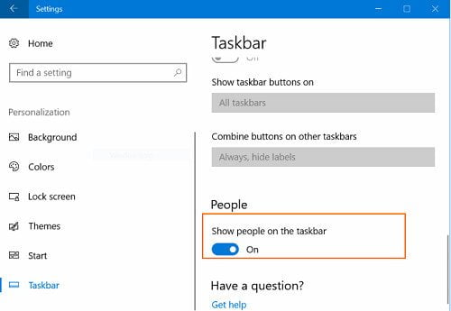 vô hiệu tính năng My People từ Windows 10 Taskbar